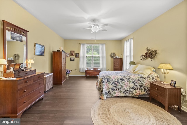 220 Wilshire Blvd, Woolwich Twp, NJ 08085 - bedroom featuring dark wood-style flooring, baseboards, and a ceiling fan