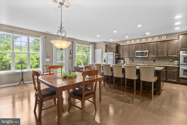 220 Wilshire Blvd, Woolwich Twp, NJ 08085 - dining space with recessed lighting, light wood-type flooring, and baseboards