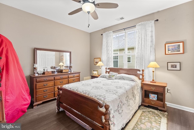 220 Wilshire Blvd, Woolwich Twp, NJ 08085 - bedroom with dark wood-style floors, baseboards, and ceiling fan