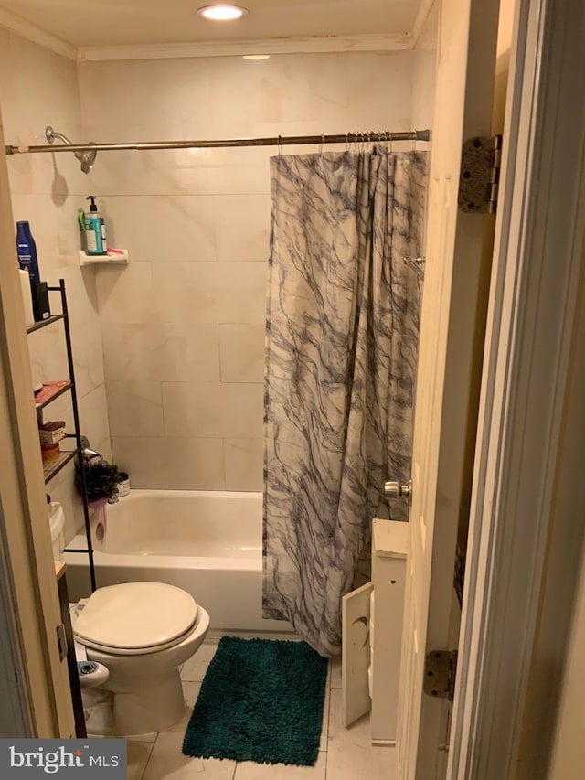 5514 Keyworth Ct, Capitol Heights, MD 20743 - full bath with ornamental molding, shower / bath combo, tile patterned floors, and vanity