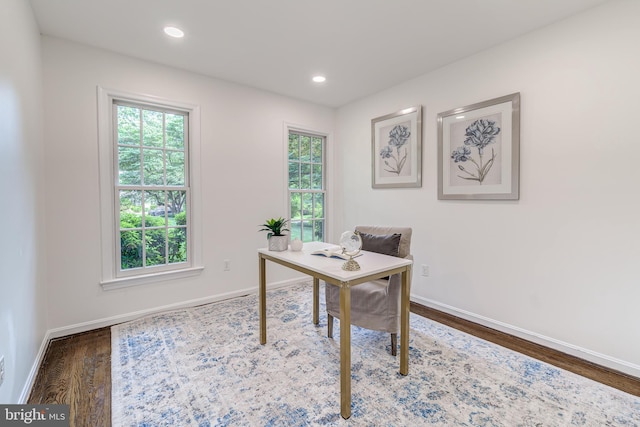 12209 Lake James Dr, Herndon, VA 20171 - home office featuring healthy amount of natural light, wood finished floors, and recessed lighting