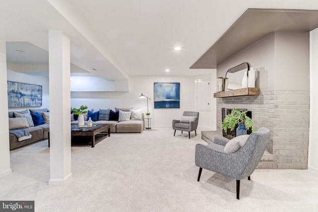 12209 Lake James Dr, Herndon, VA 20171 - living room with carpet, a fireplace, and recessed lighting