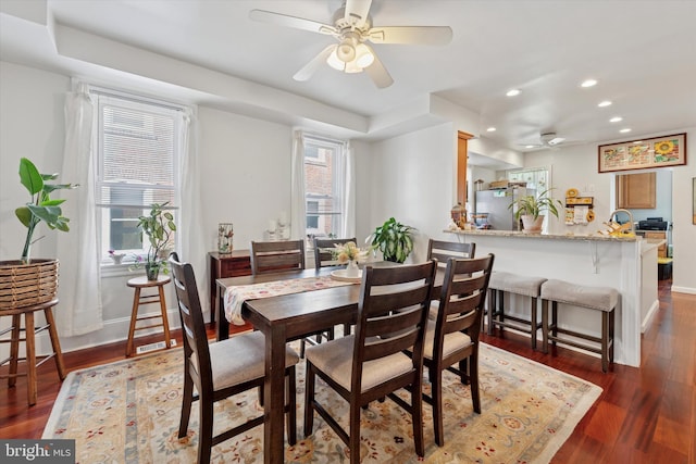 16 W Langhorne Ave, Havertown, PA 19083 - dining space with ceiling fan, recessed lighting, wood finished floors, and baseboards