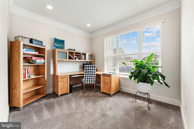 4495 Shakespeare Cir, White Plains, MD 20695 - office with ornamental molding, carpet flooring, and recessed lighting