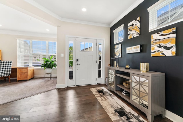 4495 Shakespeare Cir, White Plains, MD 20695 - foyer entrance with ornamental molding, hardwood / wood-style floors, and recessed lighting