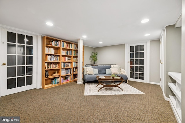 12 Sergeant St, Princeton, NJ 08540 - living area featuring carpet, recessed lighting, and baseboards