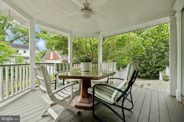 12 Sergeant St, Princeton, NJ 08540 - wooden terrace featuring ceiling fan, outdoor dining space, and a gazebo