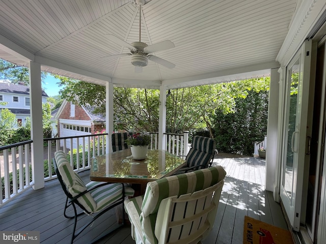 12 Sergeant St, Princeton, NJ 08540 - deck featuring a ceiling fan, outdoor dining space, and an outbuilding