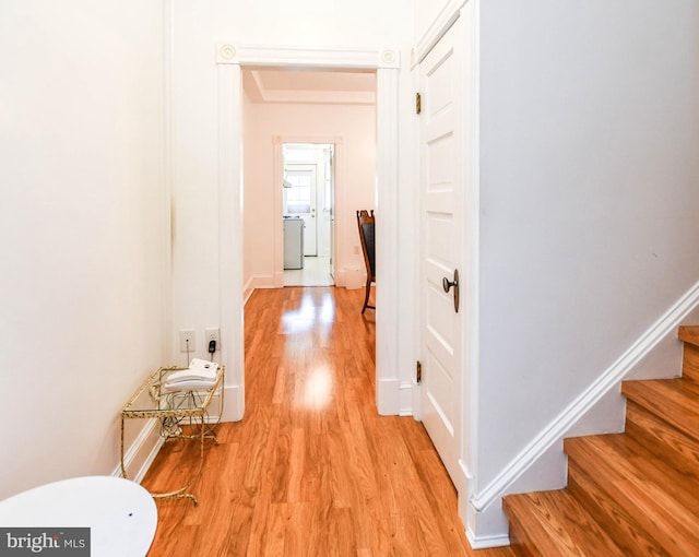 1432 C St SE, Washington, DC 20003 - hallway with light wood-style flooring and stairs