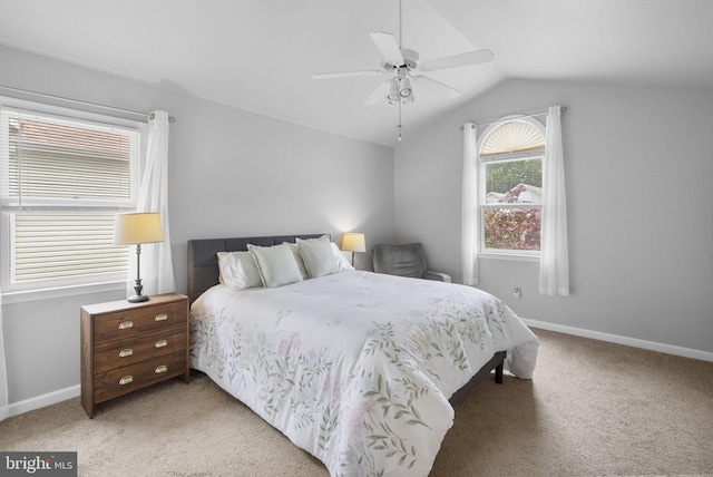 583 Upland St, Pottstown, PA 19464 - bedroom featuring lofted ceiling, light colored carpet, baseboards, and a ceiling fan