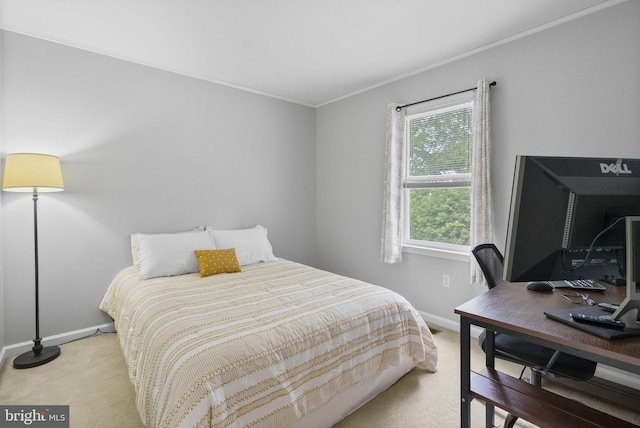 583 Upland St, Pottstown, PA 19464 - bedroom featuring light colored carpet, ornamental molding, baseboards, and a desk