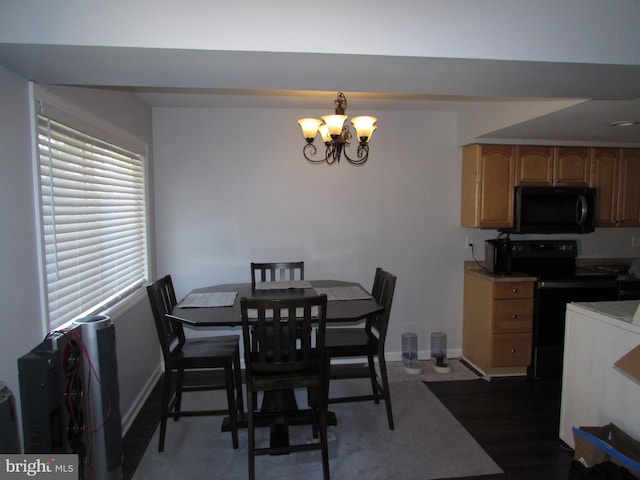 1745 Leisure Way, Crofton, MD 21114 - dining room with a chandelier, baseboards, and dark wood-style flooring
