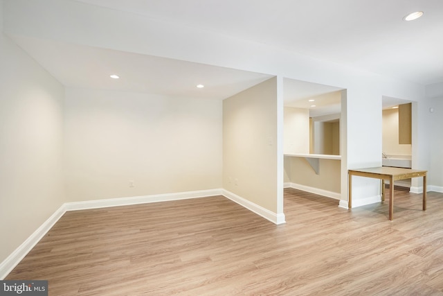 12213 Lake Potomac Ter, Potomac, MD 20854 - below grade area featuring light wood-style flooring, baseboards, and recessed lighting