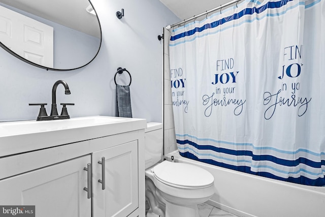 3559 4th St, Baltimore, MD 21225 - full bath with toilet, vanity, shower / tub combo, and marble finish floors