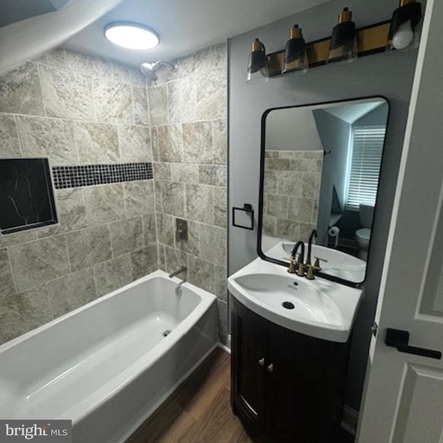 11778 Old Skipton Rd, Cordova, MD 21625 - full bathroom with vanity, wood finished floors, and bathtub / shower combination