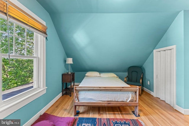 5012 Catalpha Rd, Baltimore, MD 21214 - bedroom with vaulted ceiling and wood finished floors