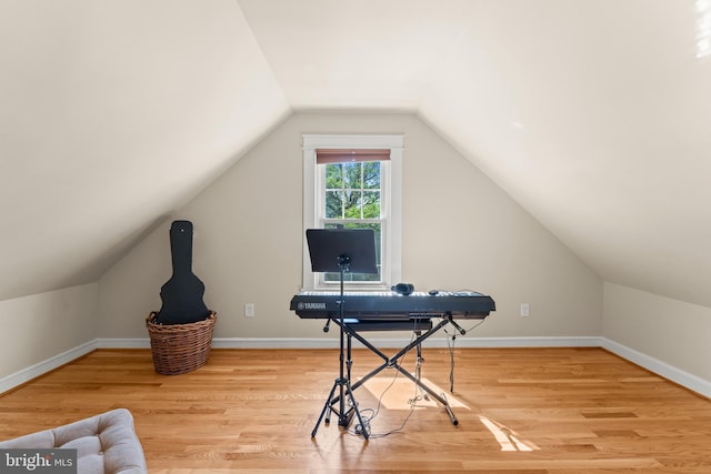 5012 Catalpha Rd, Baltimore, MD 21214 - home office featuring vaulted ceiling and wood finished floors