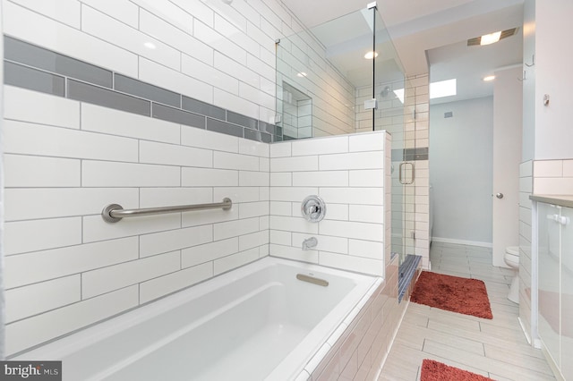 1690 Chimney House Rd, Reston, VA 20190 - bathroom featuring a garden tub, a stall shower, and recessed lighting