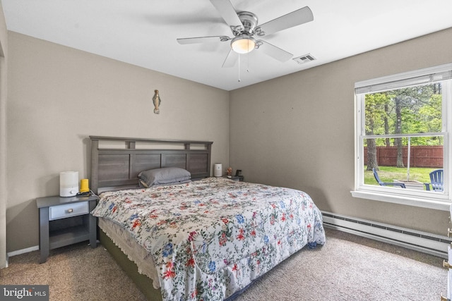 54 Tecumseh Trl, Browns Mills, NJ 08015 - carpeted bedroom featuring a baseboard heating unit and ceiling fan