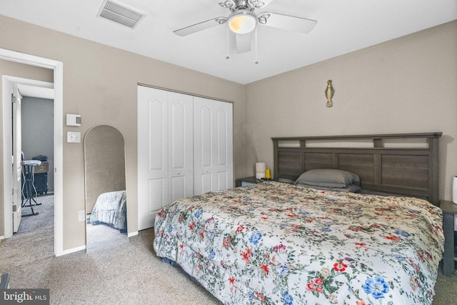 54 Tecumseh Trl, Browns Mills, NJ 08015 - carpeted bedroom featuring a closet, a ceiling fan, and baseboards