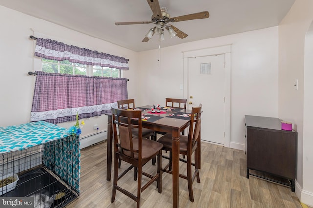 724 S W Ave, Vineland, NJ 08360 - dining space featuring wood finished floors, ceiling fan, baseboard heating, and baseboards