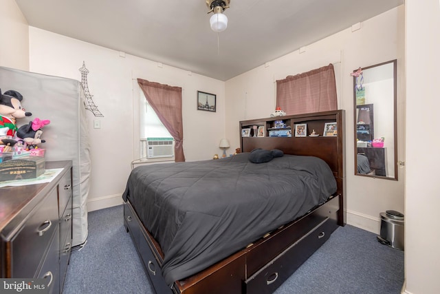724 S W Ave, Vineland, NJ 08360 - bedroom with dark carpet, baseboards, and cooling unit