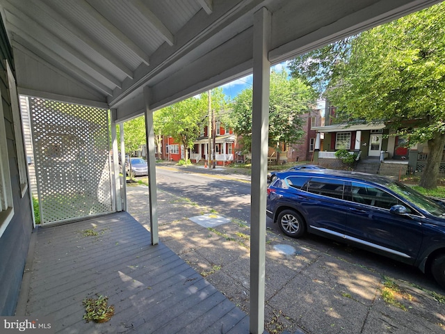 245 Beech St, Pottstown, PA 19464 - wooden terrace featuring a residential view