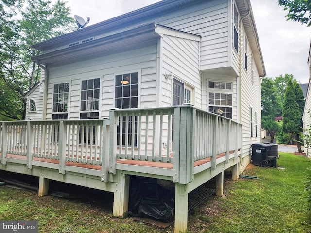 9120 Stonegarden Dr, Lorton, VA 22079 - rear view of property with a wooden deck and central AC unit