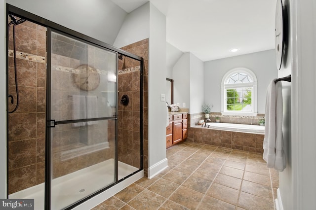 14894 Michele Dr, Glenelg, MD 21737 - full bath with a garden tub, a stall shower, vanity, and recessed lighting