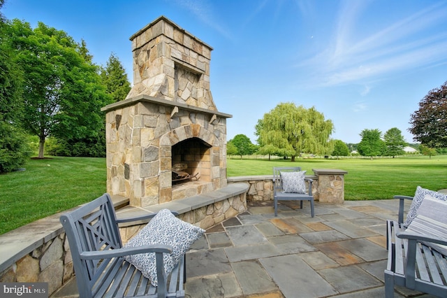 14894 Michele Dr, Glenelg, MD 21737 - view of patio / terrace with an outdoor stone fireplace
