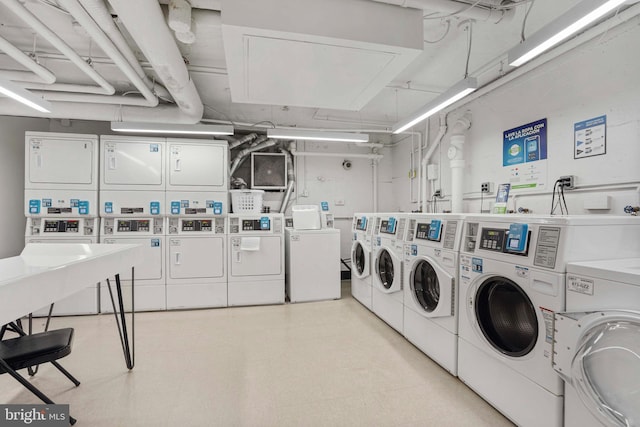 1200 S Arlington Ridge Rd Unit 314, Arlington, VA 22202 - communal laundry room with washing machine and clothes dryer and stacked washing machine and dryer