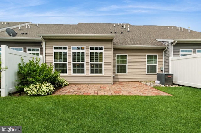 44 Heals Farm Rd, Burlington, NJ 08016 - rear view of house with a patio area, central AC unit, and roof with shingles