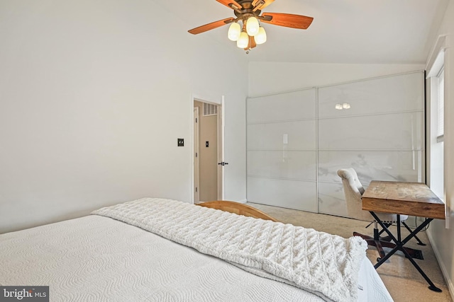 1343 Arabis Ct, Belcamp, MD 21017 - bedroom featuring carpet floors, vaulted ceiling, and ceiling fan