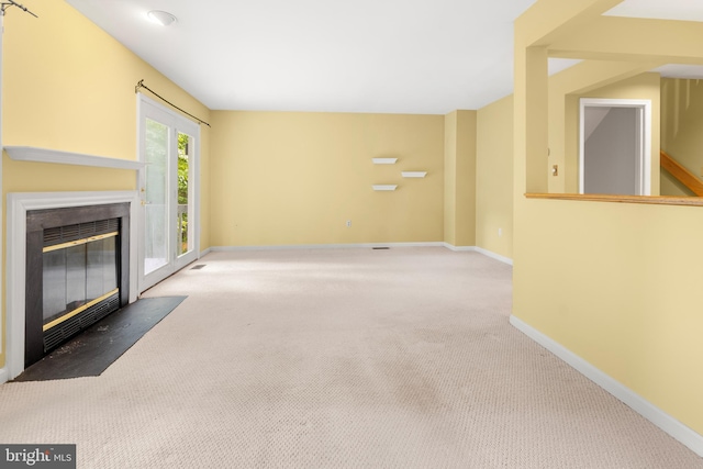 2932 Winters Chase Way, Annapolis, MD 21401 - unfurnished living room with carpet floors, a fireplace with flush hearth, and baseboards