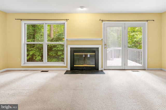 2932 Winters Chase Way, Annapolis, MD 21401 - unfurnished living room featuring carpet floors, baseboards, and a fireplace with flush hearth