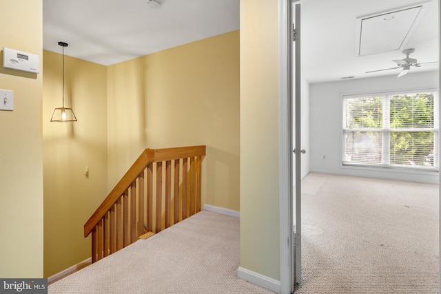 2932 Winters Chase Way, Annapolis, MD 21401 - corridor featuring attic access, an upstairs landing, carpet floors, and baseboards