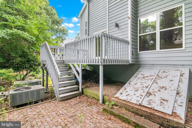 2932 Winters Chase Way, Annapolis, MD 21401 - view of patio featuring central AC unit, stairway, and a wooden deck