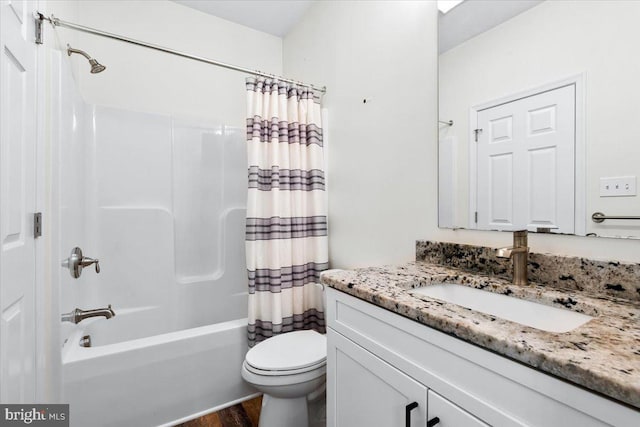 163 Hyde Park Ln, Charles Town, WV 25414 - bathroom featuring vanity, toilet, shower / bath combination with curtain, and wood finished floors