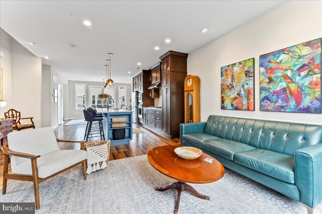 368 Star Tavern Ln, West Chester, PA 19382 - living area with dark wood-style flooring and recessed lighting