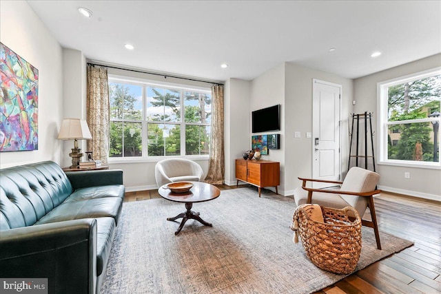 368 Star Tavern Ln, West Chester, PA 19382 - living area with wood finished floors, baseboards, and recessed lighting