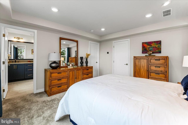 368 Star Tavern Ln, West Chester, PA 19382 - bedroom with light carpet, a sink, recessed lighting, and ensuite bathroom
