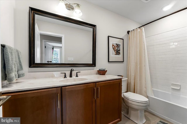 368 Star Tavern Ln, West Chester, PA 19382 - bathroom with vanity, toilet, shower / bath combination with curtain, and tile patterned flooring