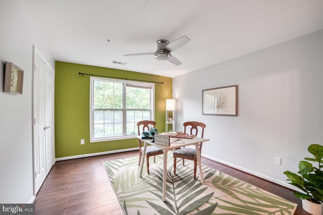 20408 Shore Harbour Dr Unit 5-H, Germantown, MD 20874 - home office with a ceiling fan, baseboards, and wood finished floors
