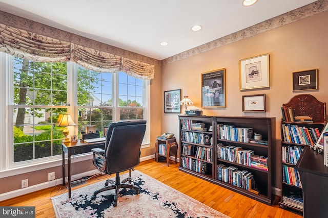 18403 Rim Rock Cir, Leesburg, VA 20176 - office space with recessed lighting, baseboards, and wood finished floors