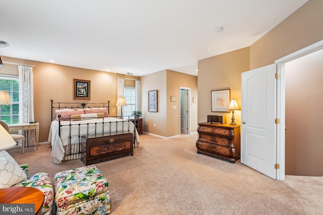 18403 Rim Rock Cir, Leesburg, VA 20176 - bedroom featuring light carpet, multiple windows, baseboards, and recessed lighting
