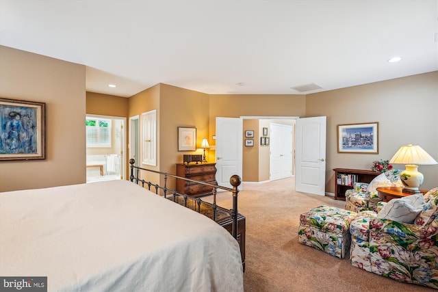 18403 Rim Rock Cir, Leesburg, VA 20176 - bedroom featuring carpet, recessed lighting, baseboards, and ensuite bath