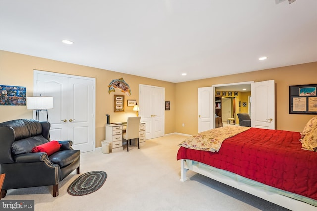 18403 Rim Rock Cir, Leesburg, VA 20176 - bedroom with an office area, recessed lighting, and light colored carpet