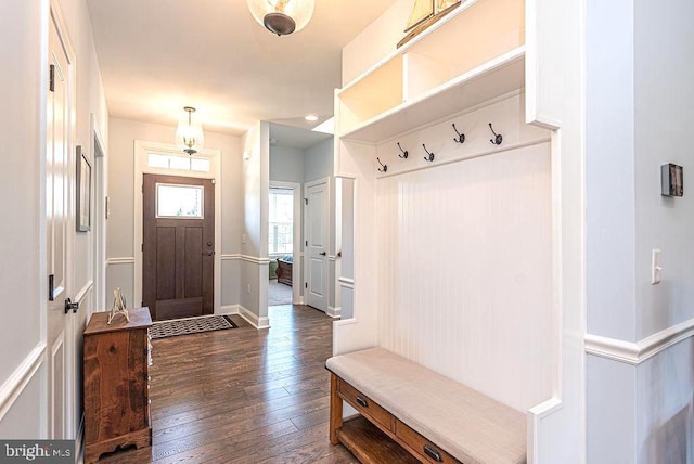 24440 Harvest Cir, Milton, DE 19968 - mudroom featuring dark wood-style flooring and baseboards