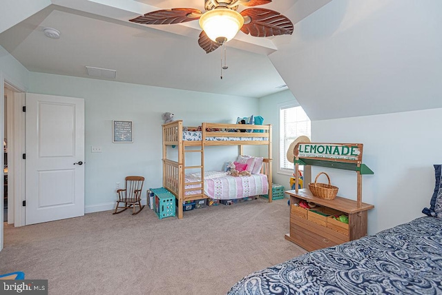 24440 Harvest Cir, Milton, DE 19968 - bedroom with carpet floors, ceiling fan, and vaulted ceiling