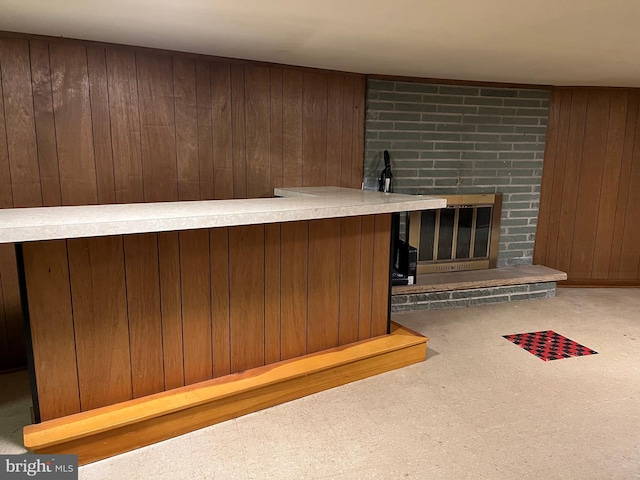 18 Bittersweet Dr, Hagerstown, MD 21740 - bar with wooden walls and a brick fireplace
